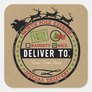 De Noordpool slee express levering Kerstmis Vierkante Sticker