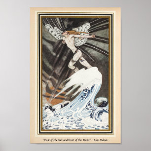 De noordwind gaat over het zee Kay Nielsen Poster