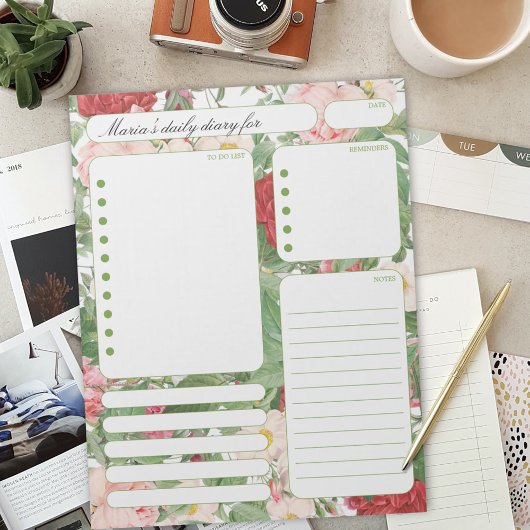 De  Nota's van de Planner van Rozen Dagelijkse en  Notitieblok