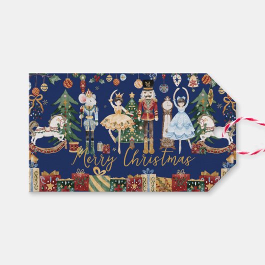 De Notenkraker Vintage Kerstmis Cadeaulabel (Voorkant (Horizontaal))