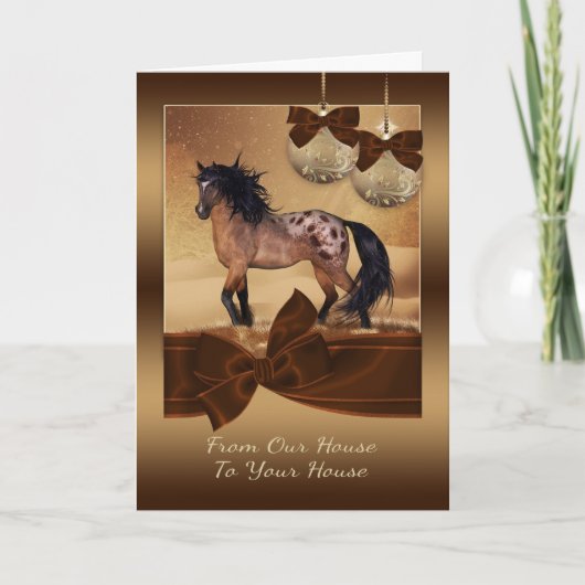 De notre Chambre à votre carte de Noël de cheval (Devant)