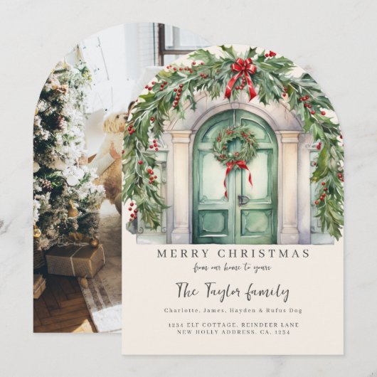 De notre maison à votre carte de vacances de Noël (Devant / Derrière)