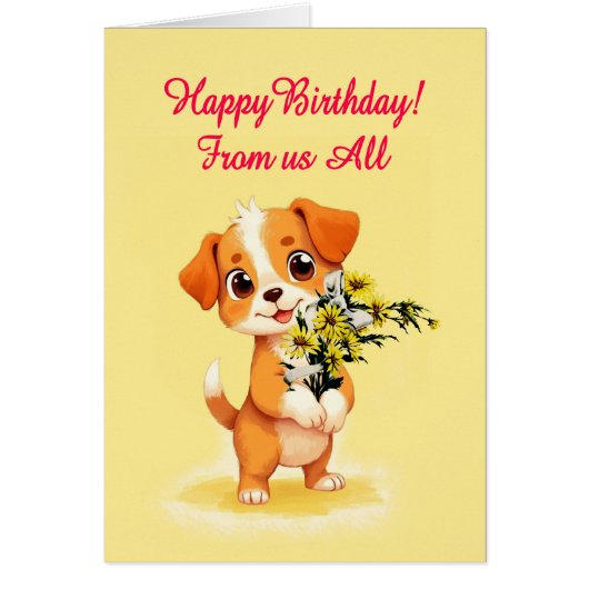 De nous Tous Anniversaire Chiot et Fleurs (Devant)