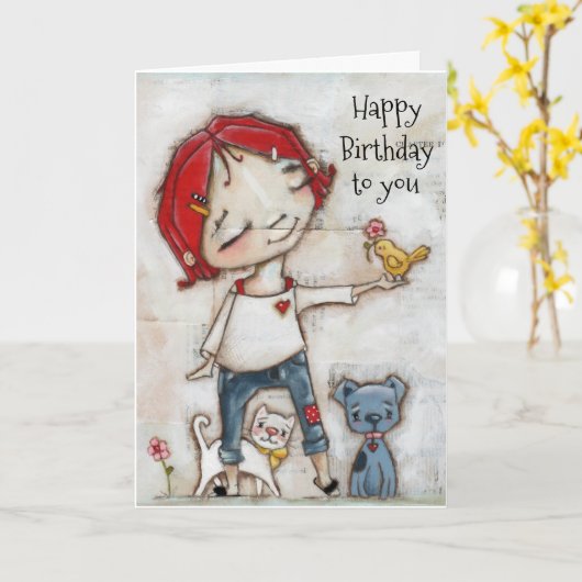 De nous tous - Carte d'anniversaire (Fleur jaune)