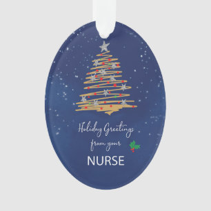 DE Nurse Christmas Tree Nom personnalisable