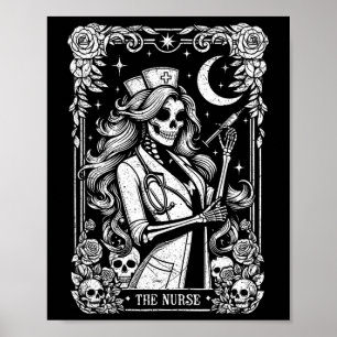 De Nurse Skeleton Tarot Kaart Funny Nursing Nurse Poster