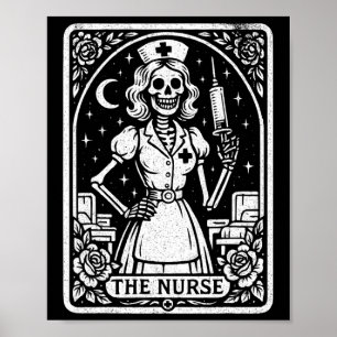 De Nurse Skeleton Tarot Kaart Funny Nursing RN LPN Poster