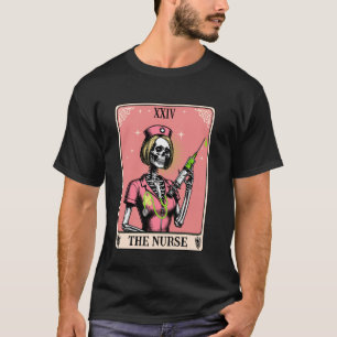 De Nurse Tarot Kaart Whimsy Gothic Skeleton Girl H T-shirt