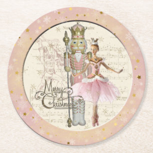 De Nutcracker Suite - Ballerina & Nutkraker Pink Ronde Kartonnen Onderzetter