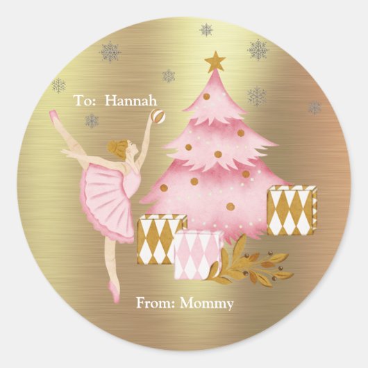 De Nutcracker Suite Dancer en de kerstboom Ronde Sticker (Voorkant)