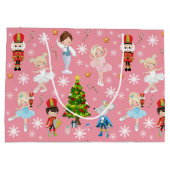 De Nutcracker tekent roze Kerstmis in de winter Groot Cadeauzakje (Achterkant)