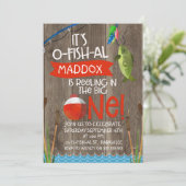 De O-Fish-al 1e verjaardag uitnodiging voor de jon (Staand voorkant)