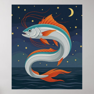 De Oarfish Tarot Kaart Poster met Halve Maan a
