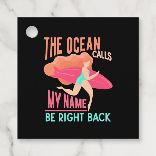 De oceaan roept Surfer op Bedankjes Labels (Voorkant)