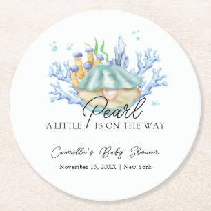 De Ocean Pearl onder het Zeeen Baby shower Ronde Kartonnen Onderzetter