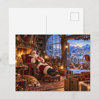 De ochtend na Kerstman en rendieren Feestdagenkaart