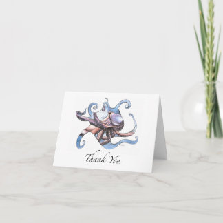De octopus dankt u kaardt pen en inktillustratie bedankkaart
