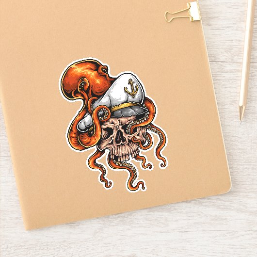 De octopus en de Zee kapitein Sticker (Notitieboek)