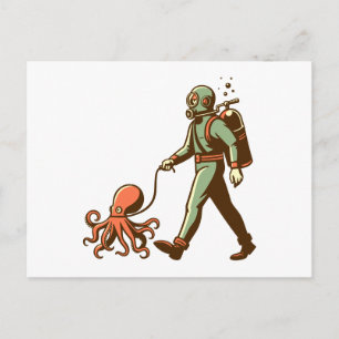De octopus laten lopen briefkaart
