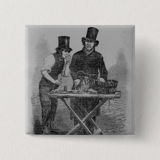 De oester Stall Vierkante Button 5,1 Cm (Voorkant)