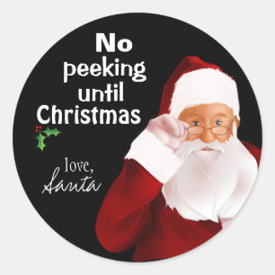 De officiële "No Peeking" Sticker van de Kerstman