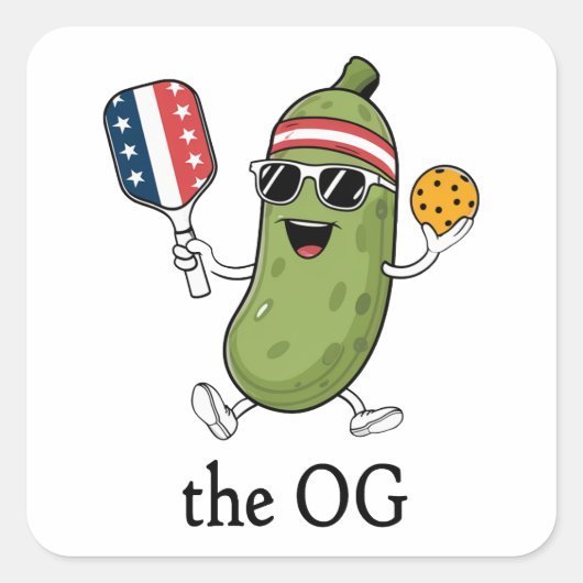 De OG Pickleballer Vierkante Sticker (Voorkant)