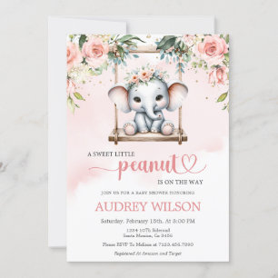 De olifant Baby shower Peanut is in beweging Kaart