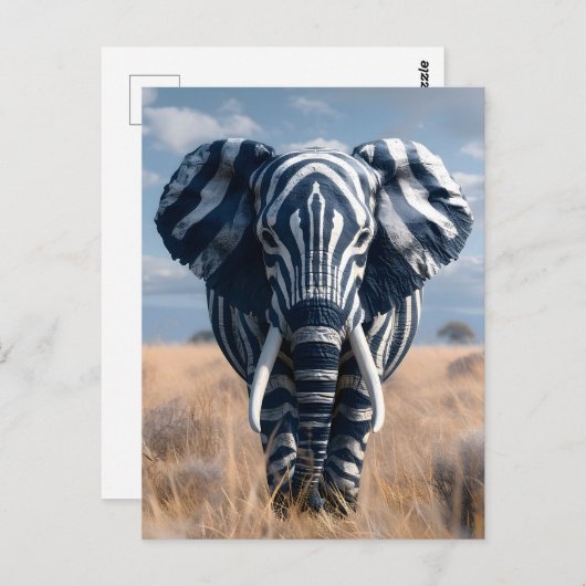 De olifant in Zebra vermomming Briefkaart (Voorkant / Achterkant)