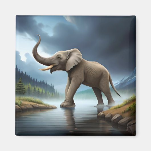 De Olifant & Ivoor van deze Mastodon Pachyderm Magneet (Voorkant)