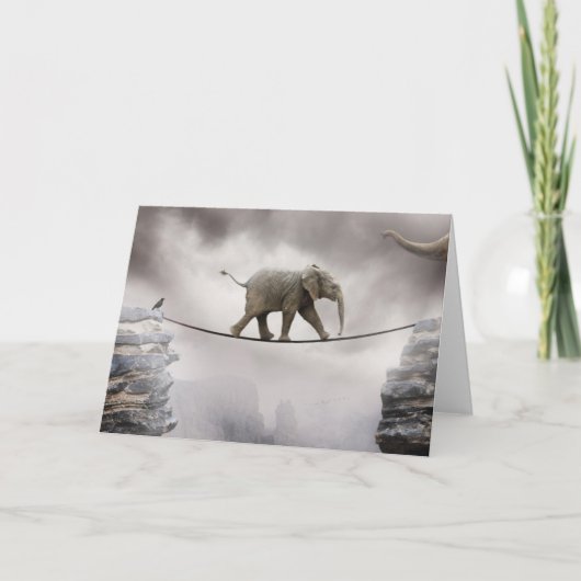 De Olifant van het baby loopt het Strakke koord Kaart (Voorkant)