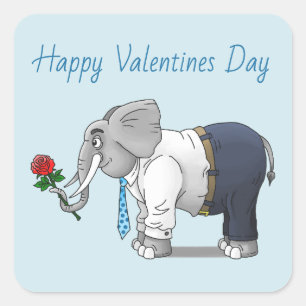 De Olifanten Gelukkige Valentijnsdag Vierkante Sticker