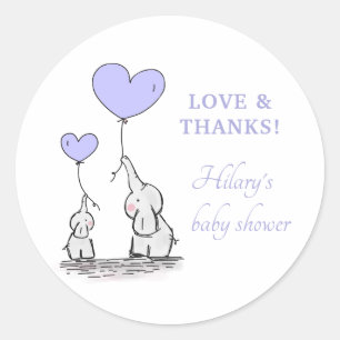 De olifanten   Lila Baby shower van Ballons danken Ronde Sticker