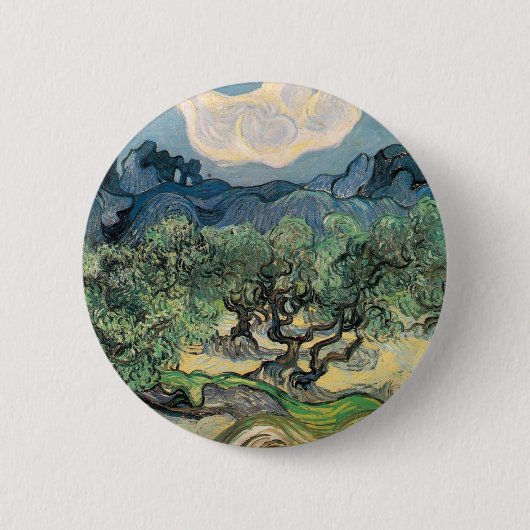De Olijfbomen, Vincent van Gogh Ronde Button 5,7 Cm (Voorkant)