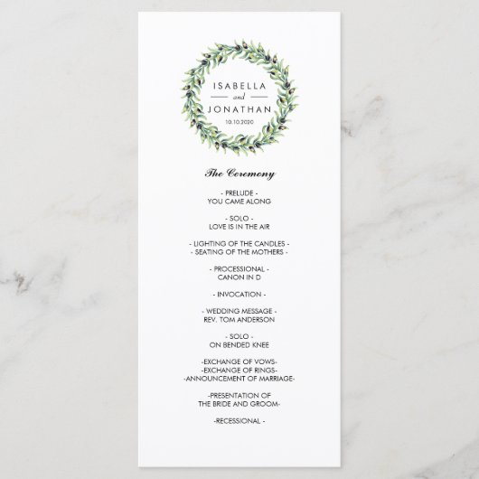 De Olijfgaard | Rustieke bruiloft  Programma (Voorkant)