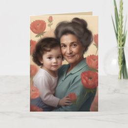 De omhelzing van een oma - Moederdagkaart Feestdagen Kaart