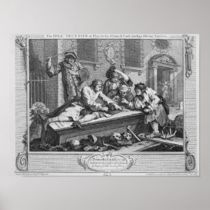 De onbelaste 'Prentice in Play in Church Yard' Poster