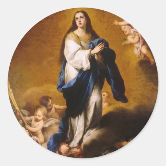 De onbevlekte conceptie ronde sticker (Voorkant)