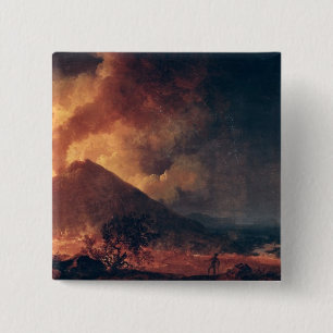 De onderbreking van de berg Vesuvius in 1771 Vierkante Button 5,1 Cm