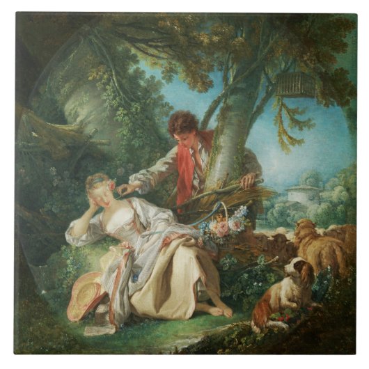 De onderbroken slaap van François Boucher Tegeltje (Voorkant)