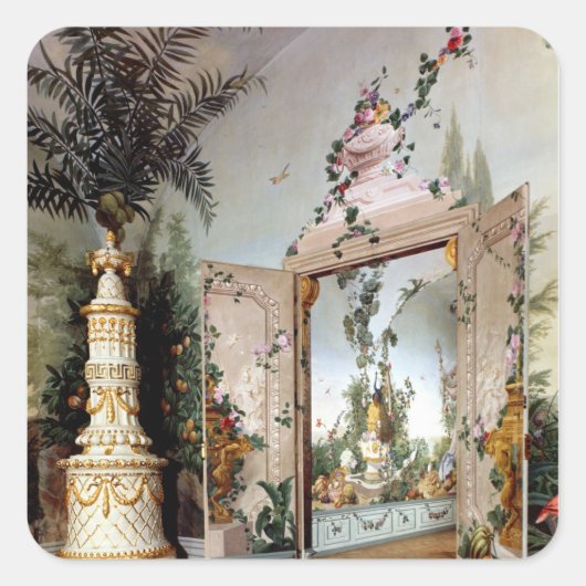 De onderdelen van de Bergl Vierkante Sticker (Voorkant)