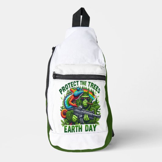 De ondeugende aap en het regenboog Pistool Sling Bag (Voorkant)