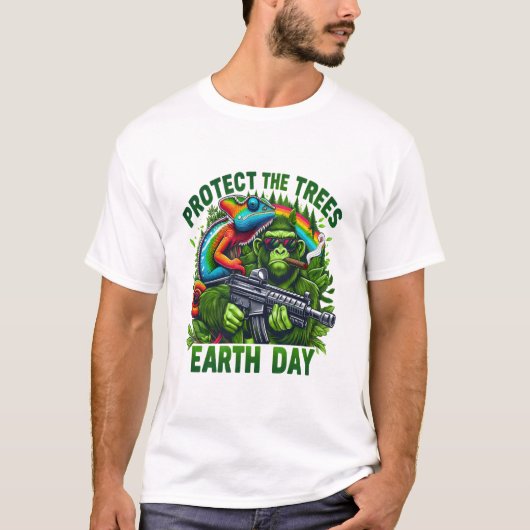 De ondeugende aap en het regenboog Pistool T-shirt (Voorkant)
