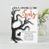 De ondiepe Uitnodiging eet, Drink, & is eng! (Staand voorkant)