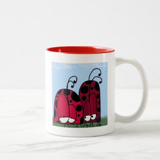 De ongeëvenaarde illusie van de Liefde Ladybug Tweekleurige Koffiemok (Rechts)