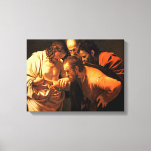 De ongelovigheid van Sint Thomas door Caravaggio Canvas Afdruk