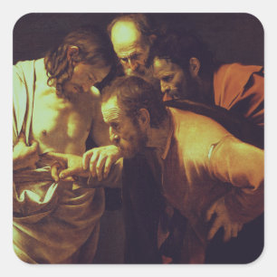De ongelovigheid van Thomas door Caravaggio Vierkante Sticker