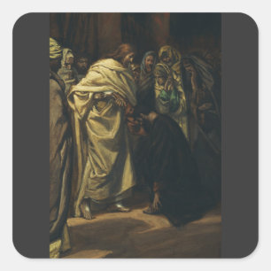 De ongelovigheid van Thomas door James Tissot Vierkante Sticker