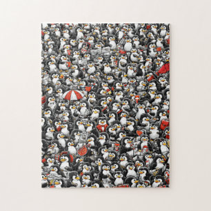 De onmogelijke rode pinguïnjacht legpuzzel