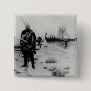 De ontdekking van Amerika door Leif Eriksson Vierkante Button 5,1 Cm