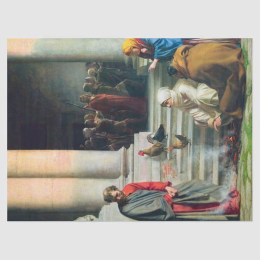 De ontkenning van Peter door Carl Bloch Tissuepapier (Voorkant)